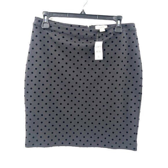 NEW LOFT mini pencil skirt stretch polka dot classic career business casual 6 - Picture 9 of 9